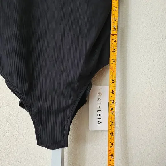 ATHLETA NWT Black Cloudbreak AquaRib Scoop Neck One-Piece Swimsuit Sz M - Picture 16 of 16